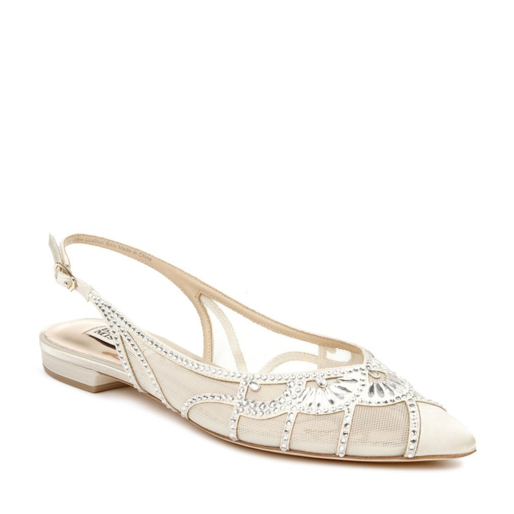 New Badgley Mischka Hanna embellished slingback flats in Ivory size 8